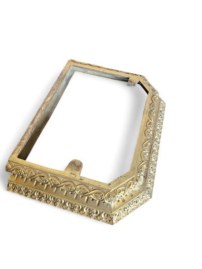 A wooden harness 
Brass pot holder with colored...