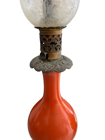 NAPOLEON III WORK
Pair of orange tripod earthenware...