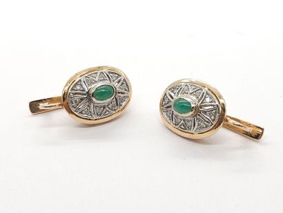 PAIR OF EARRINGS in 585° yellow gold set...