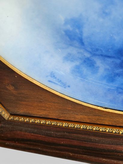 MARCADET LIMOGES
Framed plate in white and...