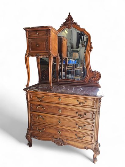 COMMODE with psyche and walnut veneer in...
