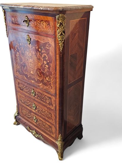 Wood veneered flap-top SECRETARY decorated...