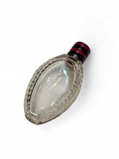 Crystal salt jar, crystal stopper, 800° silver...