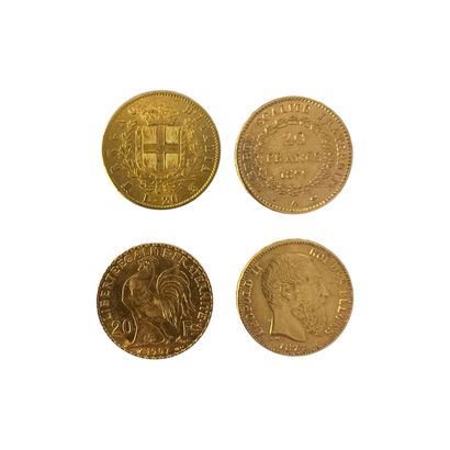 LOT of four Latin Union gold coins (.900)...