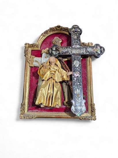 Religious trinket set
Comprising
Bronze plaque...