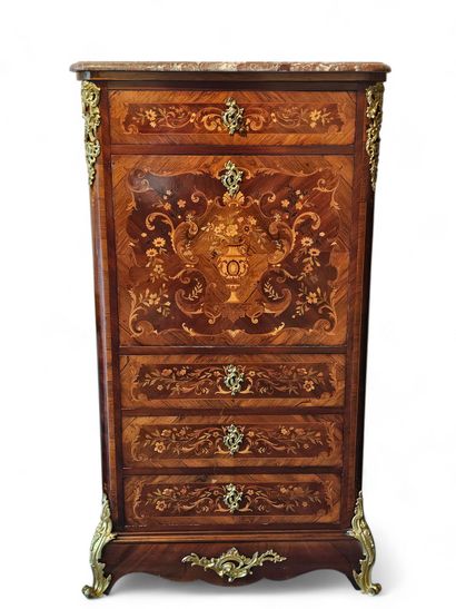 Wood veneered flap-top SECRETARY decorated...