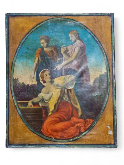 20th century French work
Antique scene 
Oil...
