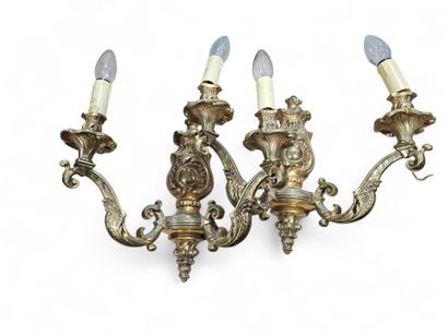 Pair of Louis XV style gilt bronze sconces...