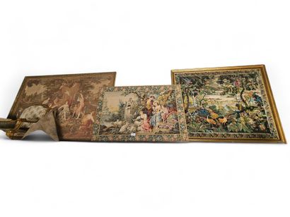 THREE LARGE Jacquard TAPESTRIES from antique...