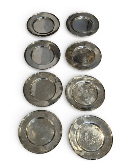 SET OF EIGHT SILVER CARAF COVERS 
Mark on...