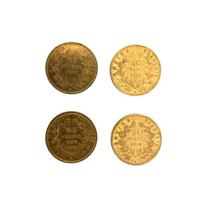 LOT of four 20 Franc gold coins (.900), Napoleon...