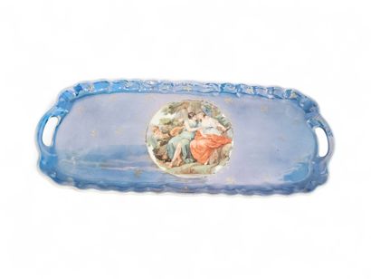 LIMOGES
Four-piece smoker's set in blue porcelain...