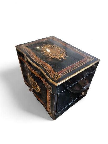 LIQUEUR CELLAR in blackened wood, rosewood...