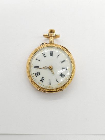 750° yellow gold collar WATCH, cover chased...
