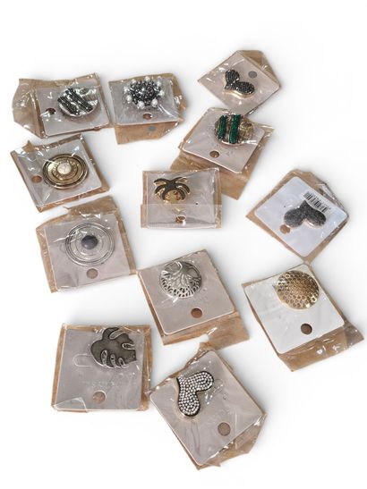 Set of twelve magnetic metal and rhinestone...