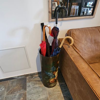 PORTE PARAPLUIE en bois peint à décor de...