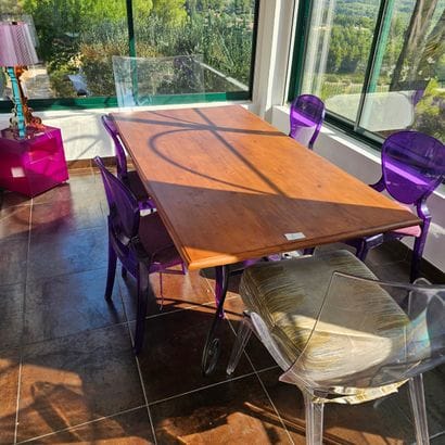 Table de salle à manger, plateau en bois...