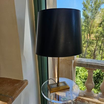Petite lampe de chevet en métal laqué bronze,...