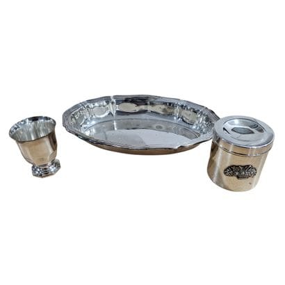 ENSEMBLE DE METAL ARGENTE ET DE METAL BLANC...