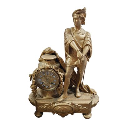 Pendule en régule à décor d'un gentilhomme...