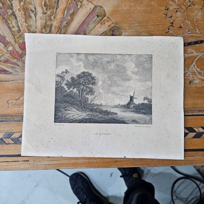 Ensemble de deux gravures encadrées et vitrées...