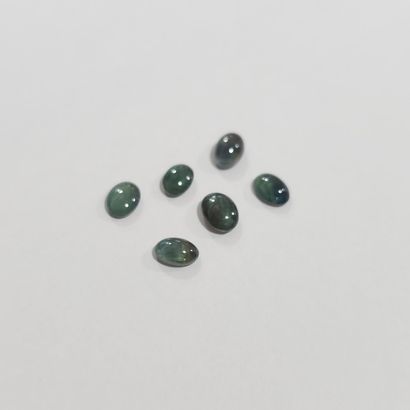 SAPHIR x6 green blue Unheated , cabochon...