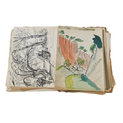 DENISE LEBAUD (XX)
Important lot de dessins...