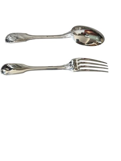 CHRISTOFLE - Chinon Set 
Ten silver plated...
