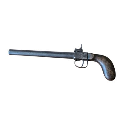 PERCUSSION PISTOL, long barrel, walnut stock
1840s/1850s
Barrel...