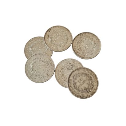 REUNION DE SIX PIECES de 50 francs Hercule...