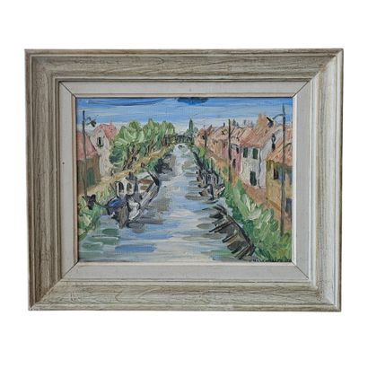 Hervé VILLECHAISE (1943–1993)
View of a Canal
Oil...