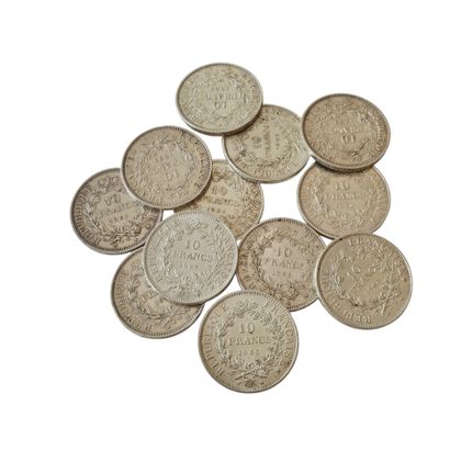 REUNION DE DOUZE PIECES de 10 francs Hercule...