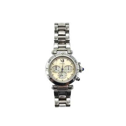 CARTIER
PASHA model stainless steel chronograph...