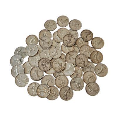 REUNION DE CINQUANTE-QUATRE PIECES de 5 francs...
