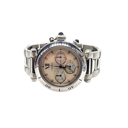 CARTIER
PASHA model stainless steel chronograph...