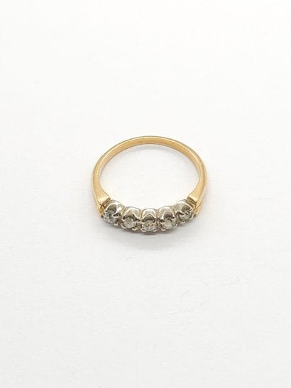 BAGUE jarretière en or deux tons 750° ornée...