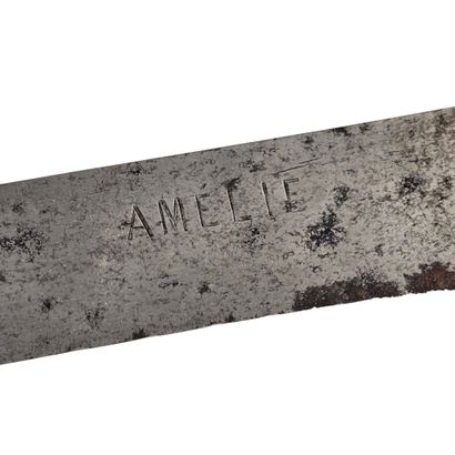 LARGE HUNTING KNIFE, steel blade, engraved...