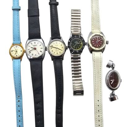A collection of six ladies' stainless steel...