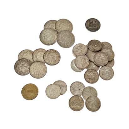 FRANCE - REUNION de PIECES de francs en argent...