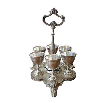 Silver plated soft-boiled egg set consisting...
