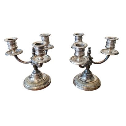 PAIR of three-armed table candelabras made...