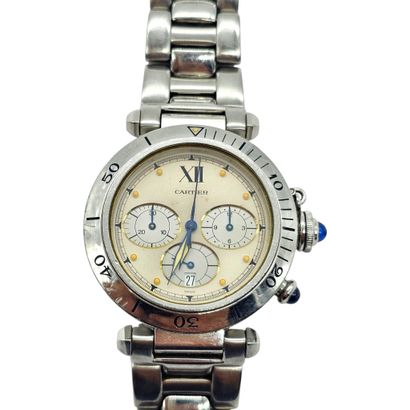 CARTIER
PASHA model stainless steel chronograph...