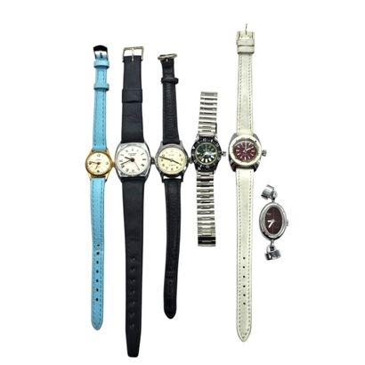 A collection of six ladies' stainless steel...