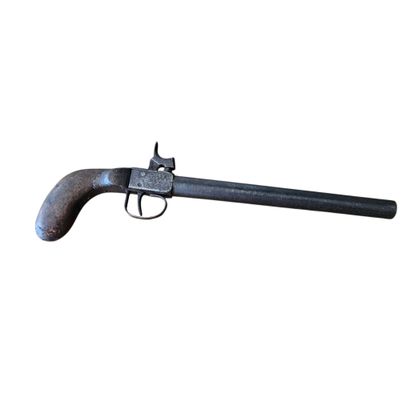 PERCUSSION PISTOL, long barrel, walnut stock
1840s/1850s
Barrel...