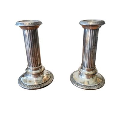 PAIR of column-shaped table candlesticks...