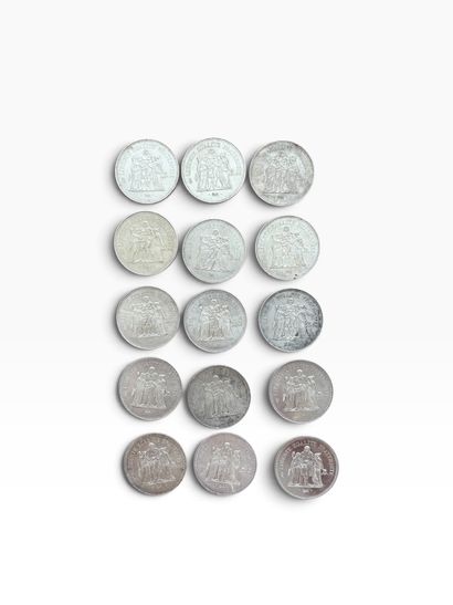 ENSEMBLE DE QINZE PIECES de Cinquante francs...