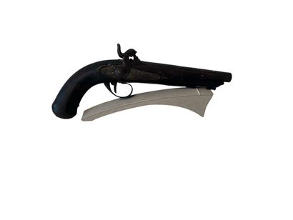 Cap-action pistol, with engraved breechblock,...
