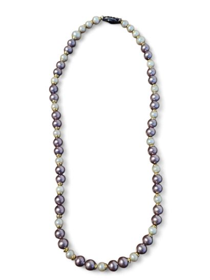 COLLIER CHOKER DE PERLES blanches et grises...