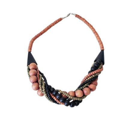 COLLIER en bois à six rangs de différentes...