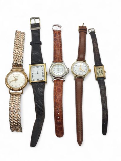LOT de neuf montres dont deux LANCEL, une...